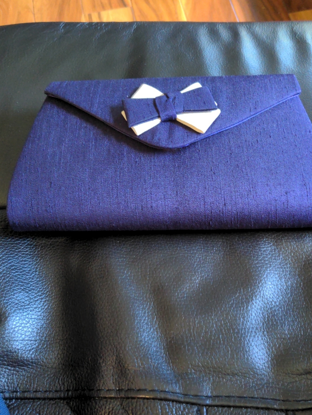 Jacques Vert Purple Satin Chain-Strap Evening Clutch With Bow On Front